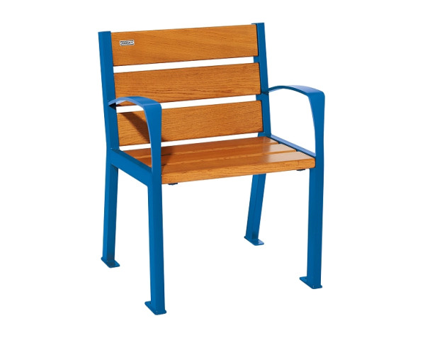 Procity Stuhl Silaos 6 Holzlatten, Mit Armlehne, Holz & Stahl, helle Eiche/RAL 5010, 209610.5010.CHEC