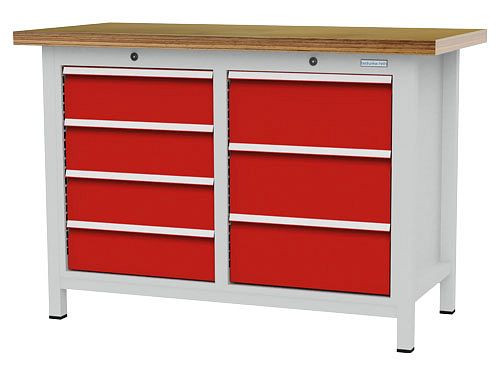 Bedrunka+Hirth Kastenwerkbank, R 18-16, Schubladenanzahl: 7, Maße: 1250 x 600 x 859 mm, Tragkraft Schublade(n): 50 kg, 03T512H60350
