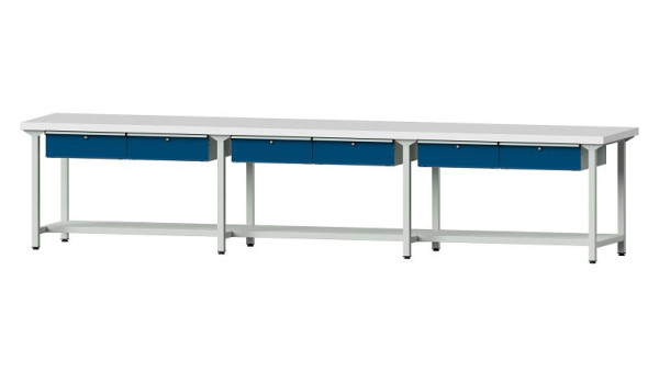 ANKE Werkbänke Arbeitstisch, Modell 205, 4050 x 800 x 850 mm, RAL 7035/5010, KSP 50 mm, 401.554