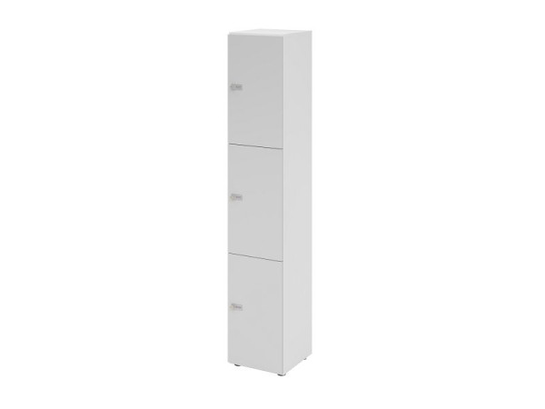 Hammerbacher Schließfachschrank schmal 6OH, 3 Türen, Korpus: weiß, Türen: Grau, 40 x 40 x 215,6 cm (BxTxH), Zahlenschloss, V264L3/W/5/ZS