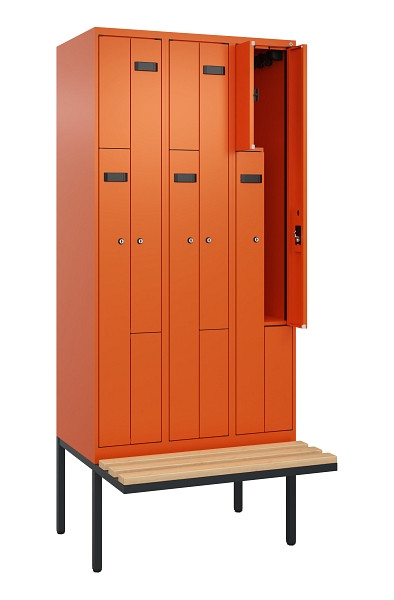 C+P Z-Spind Evolo PLUS, Bank, 6 Fächer, 2120x900x815mm, 2004/2004, Zylinderschloss, Sitzfläche Holz, 0490437-306 S10050