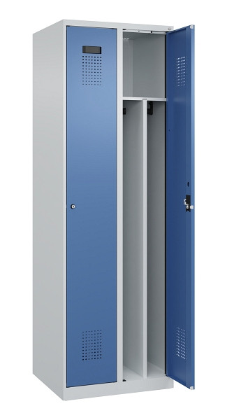 C+P Spind Evolo PLUS, 2 Abteile, 1850x600x500mm, 7035/5023, Verschluss Zylinderschloss, 049000-20F S10035
