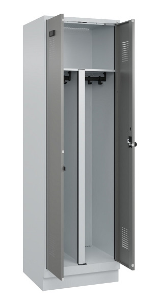 C+P PSA Schwarz-Weiß-Spind Evolo PLUS, mit Sockel, 2 Abteile, 1950x600x500mm, 70, 0005000 RDS Stahlgrau, Drehriegel, 049022-20P S10014