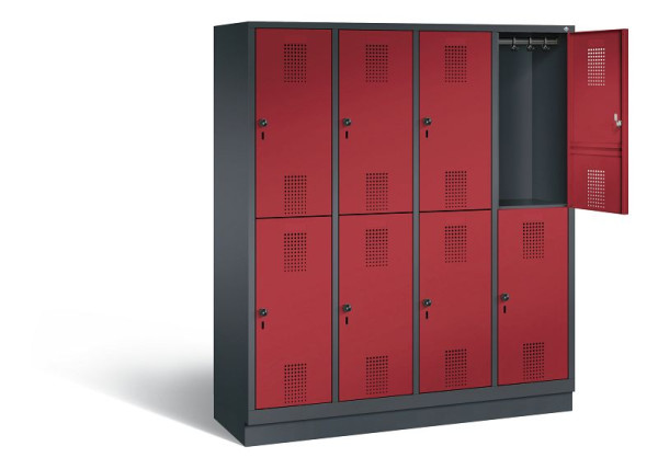 C+P Spind doppelstöckig Evolo, H1800xB1590xT500mm, Farbe: Schwarzgrau / Rubinrot, 48320-42 S10068