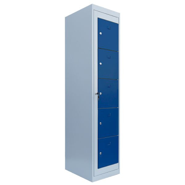 Lüllmann Verteilerschrank, 1 Abteil, 5 Fächer, 1800 x 400 x 500 mm, lichtgrau/enzianblau, 526051