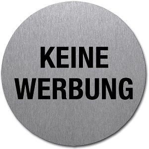 Moedel Piktogramm Keine Werbung, Edelstahl, selbstklebend, Ø 50 mm, 52507