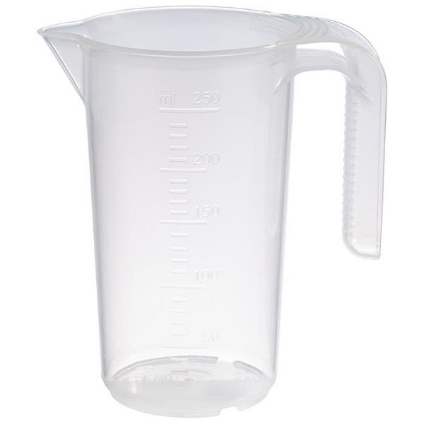 APS Messbecher, Ø 9 cm, Höhe: 14 cm, 0,25 Liter, Polypropylen, mit geschlossenem Griff, geprägte Maßskalierung außen, 30059
