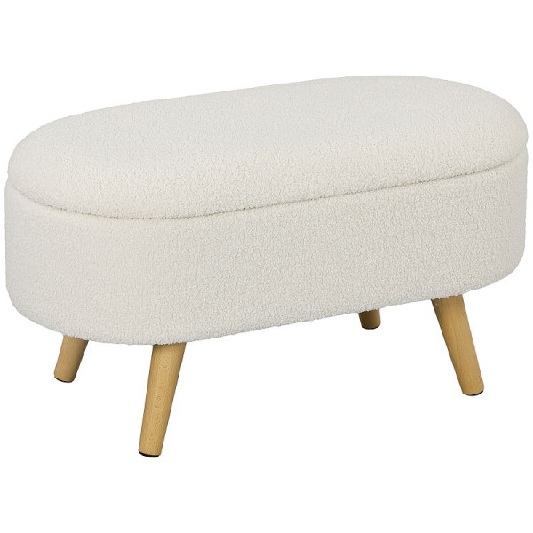 HOMCOM Sitzbank mit Stauraum und Deckel, Fußhocker für Flur, Wohnzimmer, Schlafzimmer, Holz, Stoffbezug, Weiß, 838-479V00WT