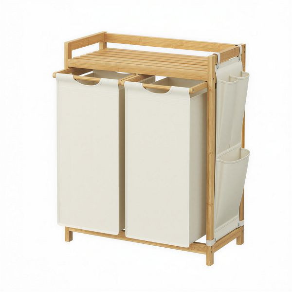 SONGMICS Wäschekorb, cremeweiß, 63,2x33x78 cm, RLH100W01