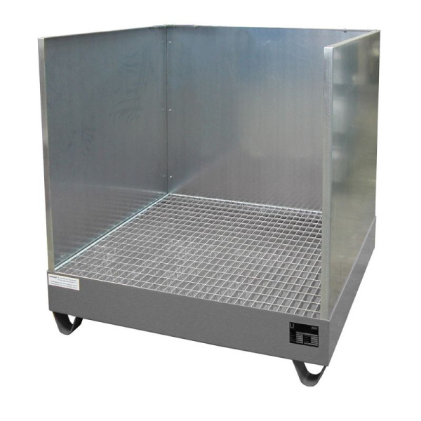 STEIN HGS Auffangwanne Serie 2000/SW, mit Spritzschutzwand, 216 Liter, RAL 7005 mausgrau, Gesamthöhe 1285 mm, lackiert, 4 x 200 Liter Fass, 79195.0017