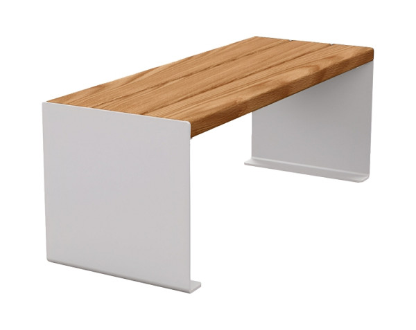 Procity Sitzbank Kube, 1200 mm, Stahl & Holz Ohne Rückenlehne, helle Eiche/RAL 7044, 306390.7044.CHEC