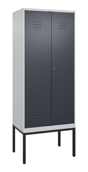 C+P Umkleidespind Classic PLUS SW, Gestell, 2 Abteile, 2120x800x500mm, 7035/7016, Zylinderschloss, 0800327-22 S10023