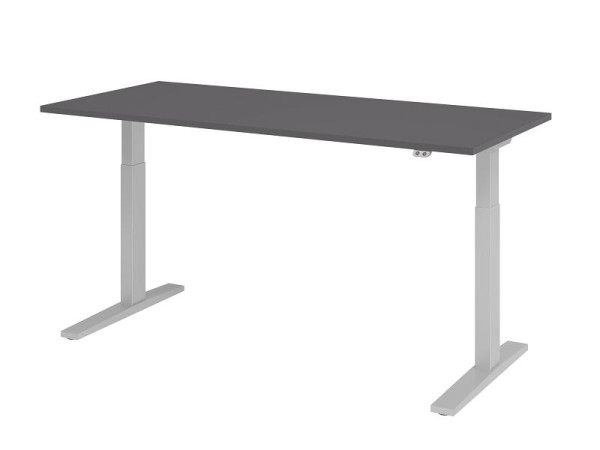 Hammerbacher Schreibtisch XMKA19, 180 x 80 cm, Platte: Graphit, 25 mm dick, ABS-Dickkante, Rechteckform, Silber, VXMKA19/G/S