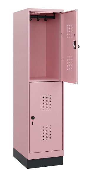 C+P Doppelstöckiger Spind Evolo PLUS, Sockel, 2 Fächer, 1630x400x500mm, 3015/301, Drehriegel, 0493205-12 S10032