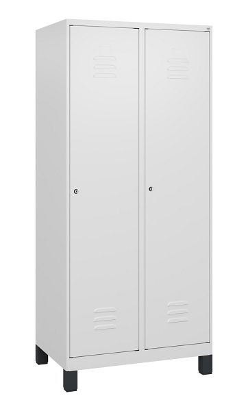C+P Umkleidespind Classic PLUS, Füße, 2 Abteile, 1800x800x500mm, 9016/9016, Zylinderschlösser, 0800107-22 S10029