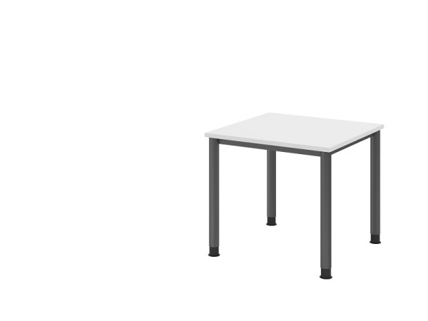 Hammerbacher Schreibtisch HS08, 80 x 80 cm, Platte: Weiß, 25 mm dick, 4-Fuß-Gestell in Graphit, Arbeitshöhe 68,5-81cm, VHS08/W/G