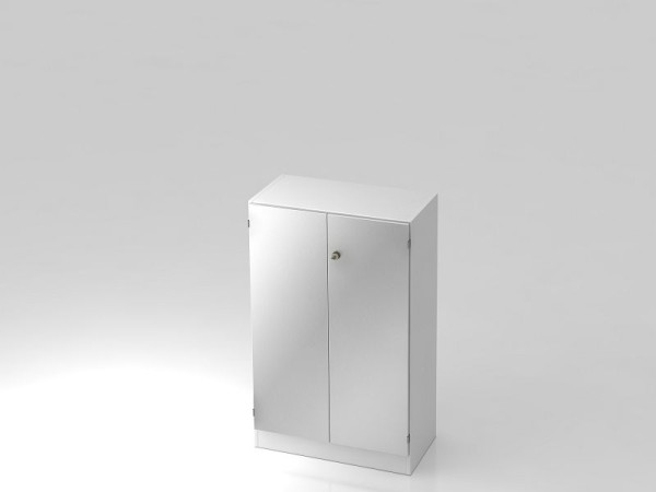 Hammerbacher Schrank 3OH mit Sockelblende Streifengriff Weiß/Silber, 80x42x127 cm (BxTxH), V6550/W/S/SG