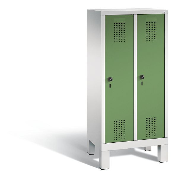 C+P Kindergarten-Spind Evolo, 2 Abteile, H1350xB610xT300 mm, Grau/Resedagrün, 480103-20 S10050
