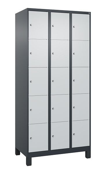 C+P Schließfachschrank Classic PLUS, Füße, 3 Abteile, 1950x900x500mm, 7016/7035, 080010-305 S10016