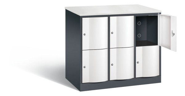 C+P XL-Schließfachschrank Resisto, H1077xB1148xT640mm, Farbe: Schwarzgrau / Verkehrsweiß, 8472-373 S10065