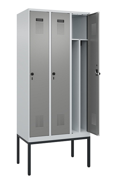 C+P Spind Evolo PLUS, Gestell, 3 Abteile, 2120x900x500mm, 7035/0004, Verschluss Drehriegel, 0490307-30F S10014