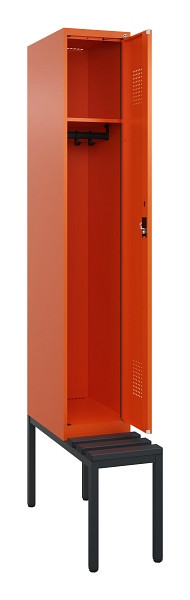 C+P Spind Evolo PLUS, 1 Abteile, 2120x300x815mm, 2004/2004, Haken 3, Zylinderschloss, Sitzfläche Kunststoff, Sitzbank, 0490507-10 S10104