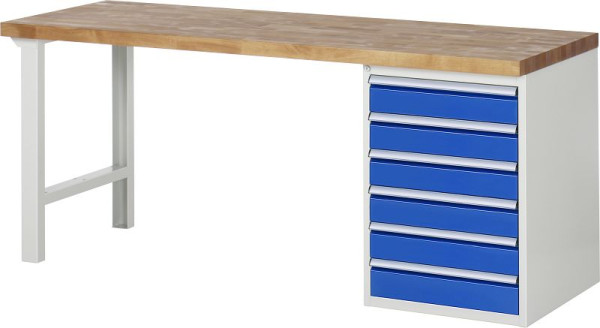 RAU Werkbank Serie 7000 - Modell 7516-1, B2000 x T700 x H890 mm, Systemunterbau B2000 x T650 x H850 mm, 03-7516A1-207B4M.11
