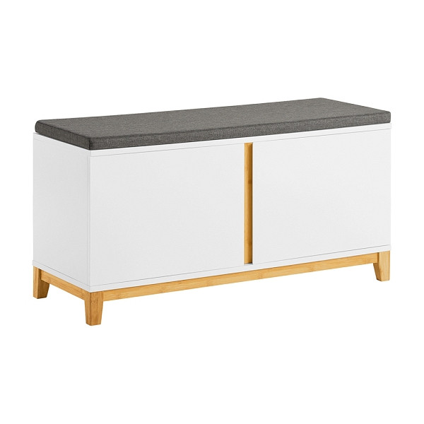 SoBuy Schuhbank mit 2 Türen Weiß 90x34x46 cm, Klassisch, FSR117-W