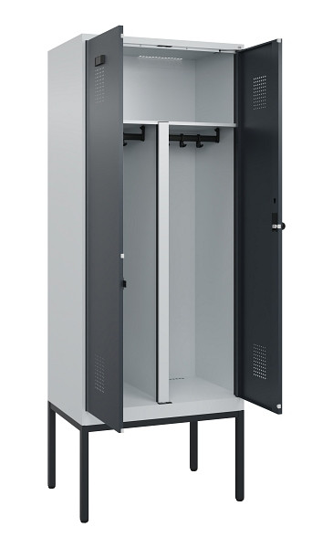 C+P PSA Doppel-Spind Evolo PLUS, Gestell, 2 Abteile, 2120x800x500mm, 7035/7016, Drehriegel, 0490327-22P S10012