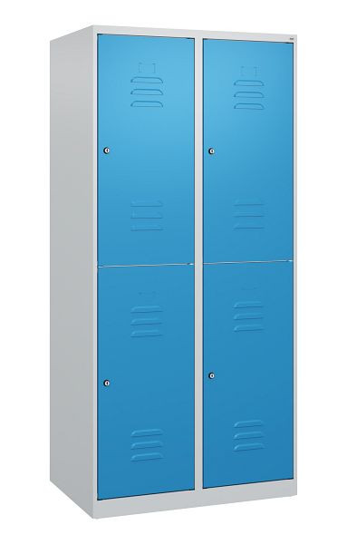 C+P Doppelstöckiger Spind Classic PLUS, 2 Abteile, 1700x800x500mm, 7035/5012, Zylinderschlösser, 0803007-22 S10017