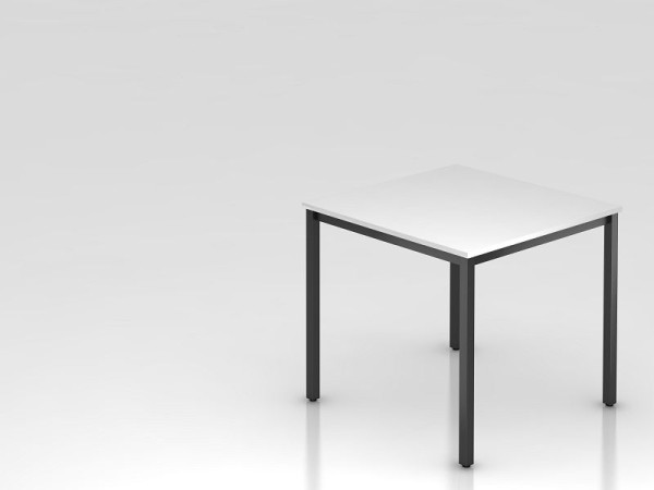 Hammerbacher Besprechungstisch 80x80cm Weiß/Schwarz eckig, Rechteckform, VDQ08/W/D