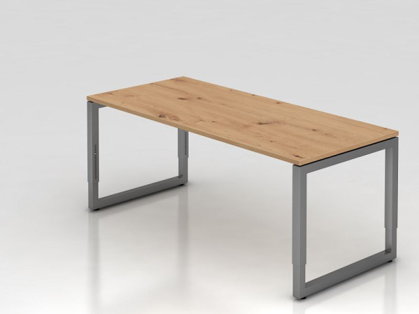 Hammerbacher Schreibtisch RS19, 180 x 80 cm, Platte: Asteiche, 25 mm dick, 2 mm ABS-Kante, Rechteckform mit schwebender Tischplatte, Graphit, VRS19/R/G