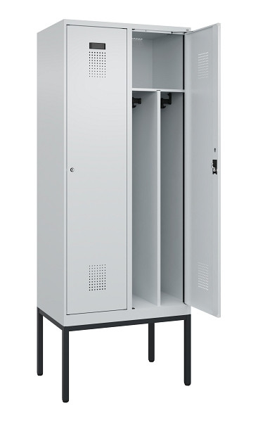 C+P Spind Evolo PLUS, Gestell, 2 Abteile, 2120x800x500mm, 7035/7035, Verschluss Zylinderschloss, 0490307-22F S10040