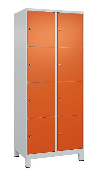 C+P Schließfachschrank Classic PLUS, Füße, 2 Abteile mit je 4 Fächern, 1950x800x500mm, 7035/2004, 080010-224 S10018