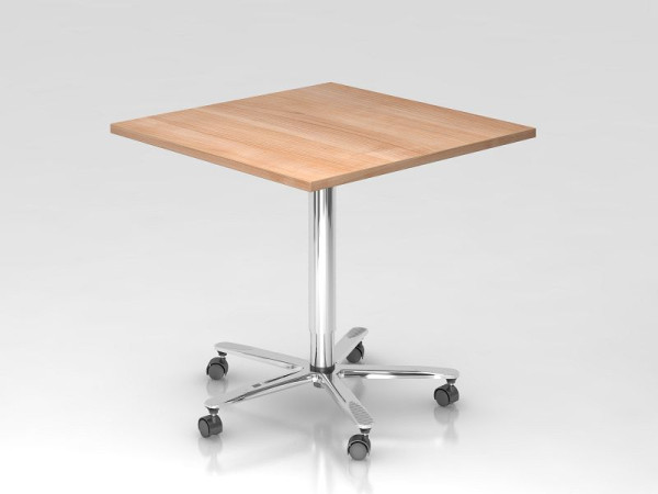 Hammerbacher Säulenhubtisch 80x80cm Nussbaum/Chrom, Gestell verchromt, VST88/N/C
