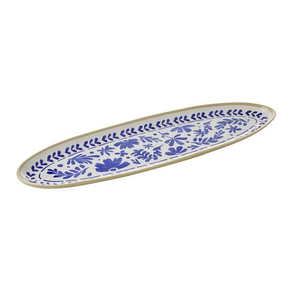 APS GN 2/4 Tablett FLORYN - Melamin, 53 x 16,2 cm, Dekor blau/weiß, beige, GN System, spülmaschinengeeignet, 85442
