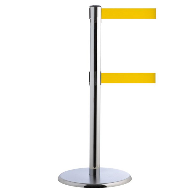 Stein HGS Personenleitsystem -P-Line Duo-, chrom, signalgelb, mit Sicherheitsverschluss (selbstlösend), Gurtlänge: 2 x 4 m, 14151-1303