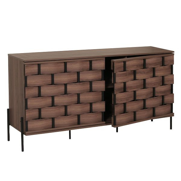 Mendler Sideboard HWC-M44, Kommode Schrank Anrichte, 3D-Flecht-Design Push-to-open Türen 152x80x40cm, braun, 104609+104610