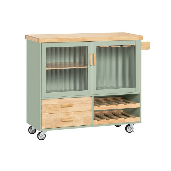 SoBuy Kücheninsel mit zwei Schubladen Grün 110x40x91.5cm, Funktional, FKW114-GR