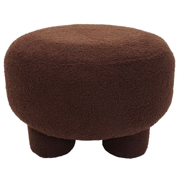 Mendler Hocker HWC-Q49, Sitzhocker Ottomane Polsterhocker Pouf, Stoff/Textil Bouclé (200g/m²) 55cm, dunkelbraun, 122944
