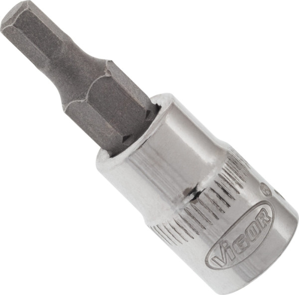 VIGOR Schraubendreher-Einsatz, Vierkant hohl 6,3 mm (1/4 Zoll), Innen-Sechskant Profil, 4 mm, V2431N