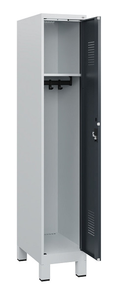 C+P Spind Evolo PLUS, Füße, 1 Abteil, 1630x300x500mm, 7035/7016, Zylinderschloss, 0490105-10 S10039