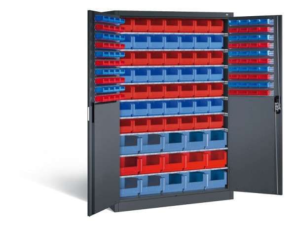 C+P Magazinschrank Acurado, H1950xB1200xT500mm, Farbe: Schwarzgrau, Muldengriff, 8931-502 S10067