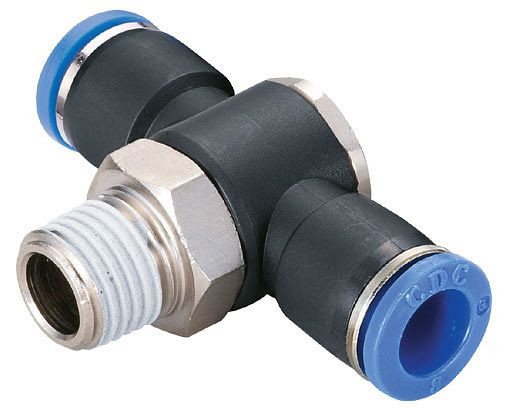 timmer B-TVTEdk-6-3/8-KU, T-Verteiler-Einschraubverschraubung mit konischem Gewinde, Schlauch-Ø: 6 mm, Gewinde: 3/8", VE: 5 Stück, 03181606