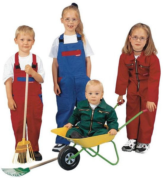 Planam Kinderbekleidung Kinder-Latzhose, mittelrot/kornblumenblau, Größe 86/92, 0165086