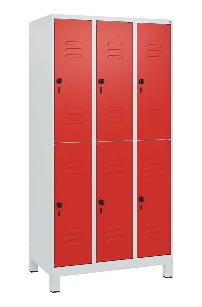 C+P Doppelstöckiger Spind Classic PLUS, Füße, 3 Abteile, 1800x900x500mm, 7035/3020, Drehriegel, 0803107-30 S10002