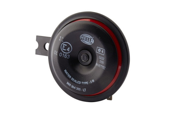 HELLA Horn - S90 - 12V - 113dB(A) - Frequenzbereich: 350Hz - Tiefton - Gehäusefarbe: rot/schwarz - Flachsteckanschluss, 3AL 922 000-951