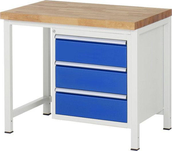 RAU Werkbank Serie 8000 - Gestell-Bauweise (Schweißgestell), Unterbau-Container (3x Schublade), 1000x840x700 mm, 03-8157A1-107B4S.11