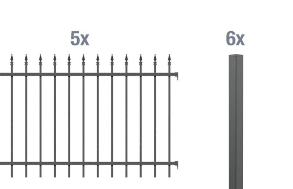 Alberts Zaun-Set Chaussee, Aluminium, anthrazit kunststoffbeschichtet RAL 7016, zum Einbetonieren, 10 m x 1000 mm, 510282