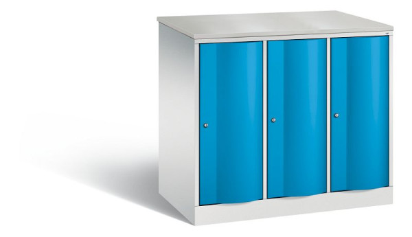 C+P Spind Resisto, 3 Abteile, H1077xB1148xT640 mm, Grau/Lichtblau/DBS Hellgrau, 8271-373 S10082